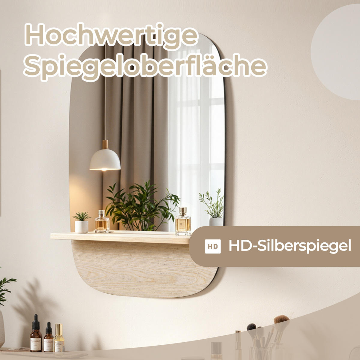 RECHTECK-SPIEGEL ohne Rahmen 75×50 cm - Naturfarben, Glas/Holz (50/1.6/75cm)