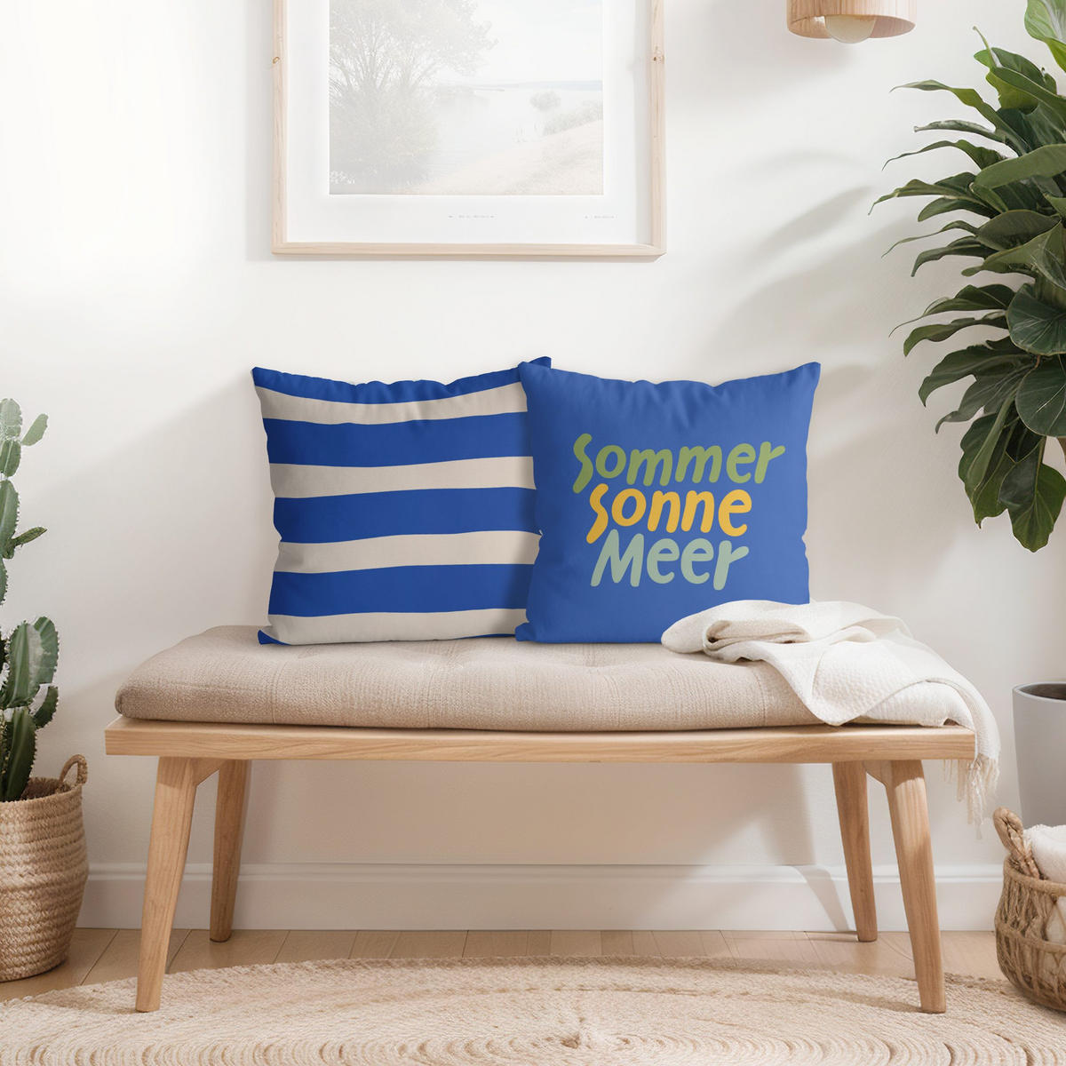 DEKOKISSEN 2er-Set Sommerurlaub Duo VI 50/50 cm - Blau, Textil (50/50cm) - Bilderwelten