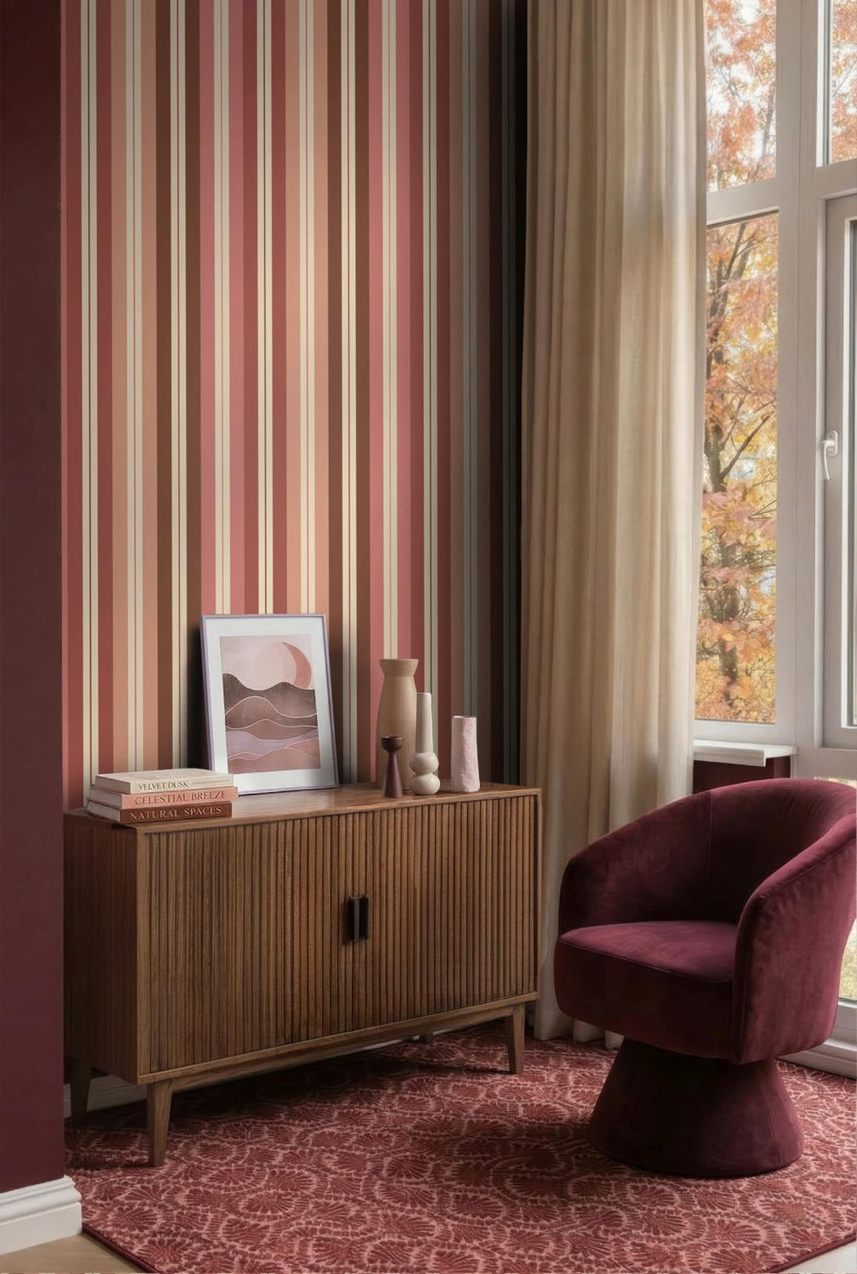 TAPETE Streifen 50 x 900 cm - Terracotta, Papier (50/900cm) - ESTAhome