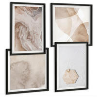 BILDER SET 4er Set - 50x50 cm & 40x60 cm Schwarzer Rahmen - Designabstraktion, Naturinspiration - Schwarz, Kunststoff (50/50cm) - TULUP