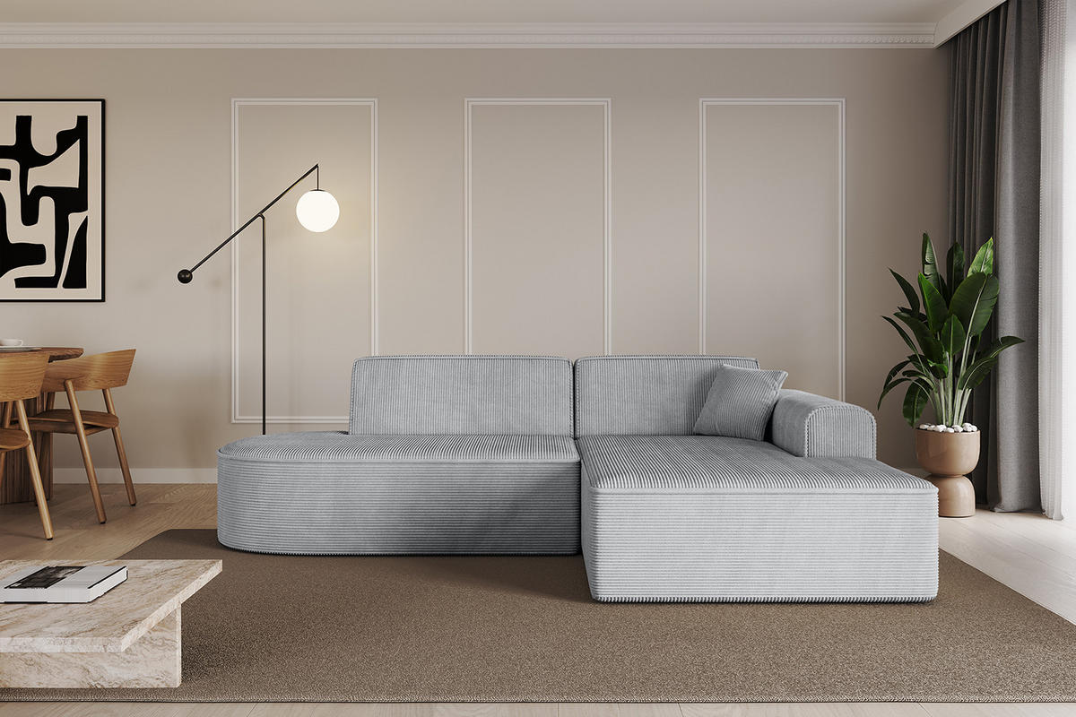 ECKSOFA Ottomane Rechts IREA-L1-v3 - 232x165x77 cm Grau - Grau, Holzwerkstoff/Textil (232/165cm) - ALTDECOR