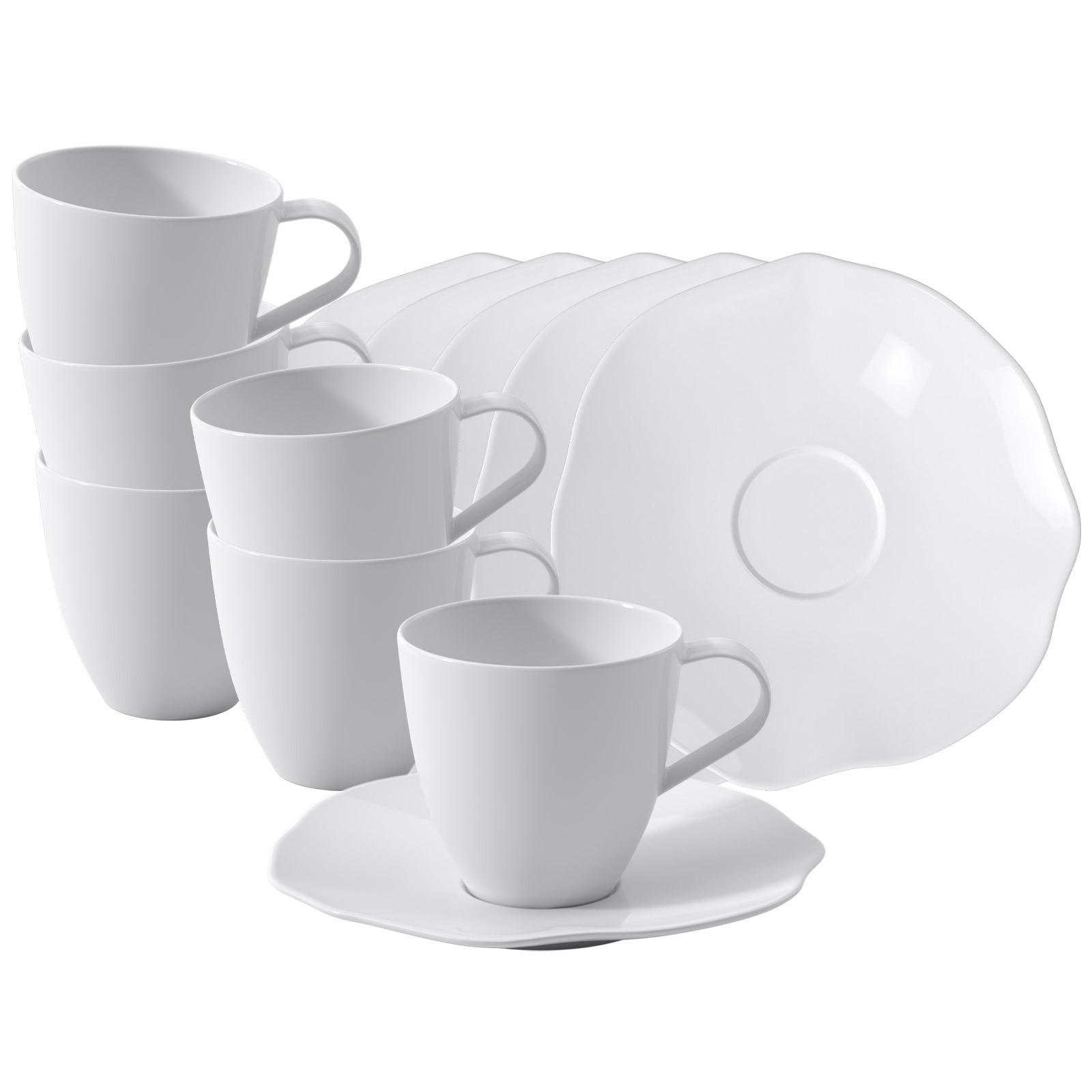 KAFFEETASSEN MIT UNTERTASSEN Pura weiß 150 ml 6er Set - Weiß, Keramik (0.15L) - Villeroy & Boch