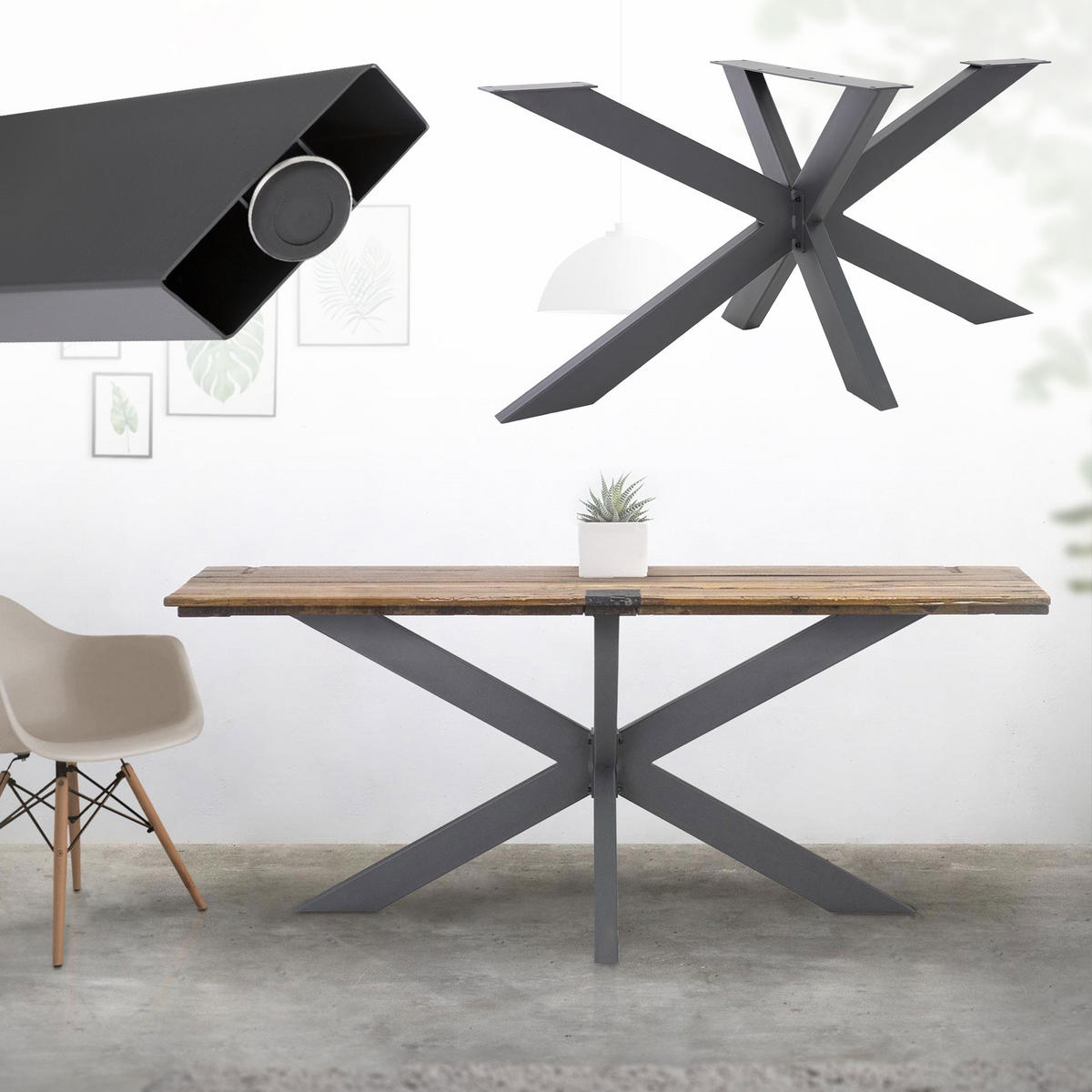 TISCHGESTELL Spider 120 x 78 x 71 cm Anthrazit - Anthrazit, Metall (120/71/78cm) - ML-DESIGN