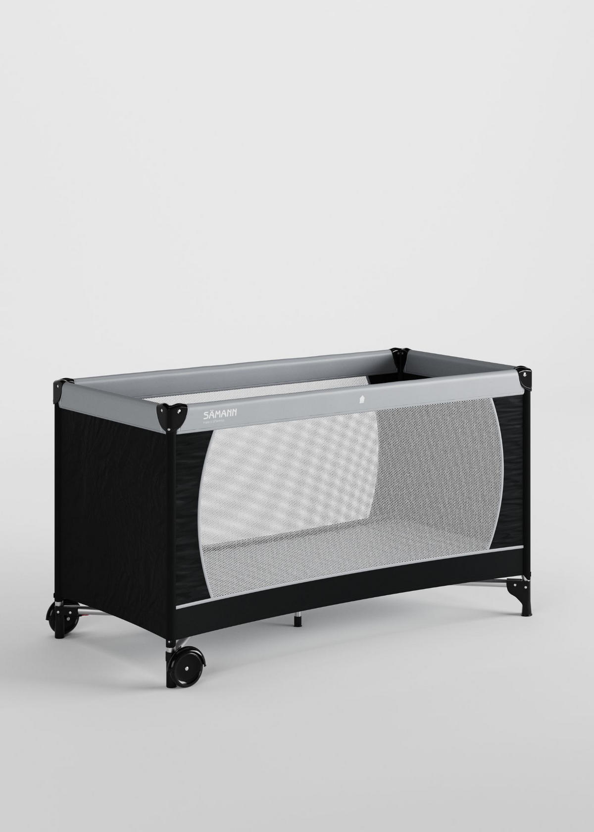 REISEBETT 60x120 cm - fold & go - mit Matratze SleepPlus, schwarz/grau - Schwarz/Grau, Kunststoff (60/120cm) - Sämann – make a difference.