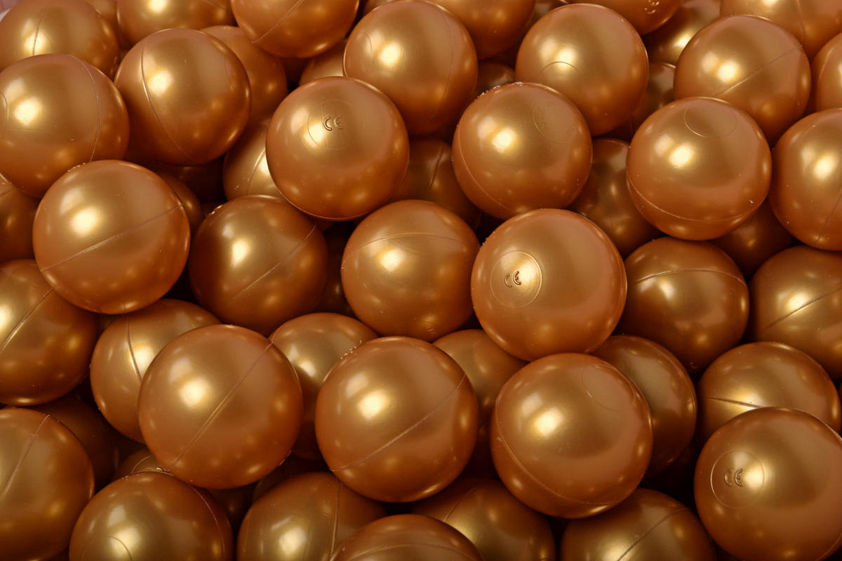 BÄLLE für Bällebad, Kinder Spielbälle, Plastikbälle 50 pcs.: Gold - Goldfarben, Textil (7/7/7cm) - MeowBaby