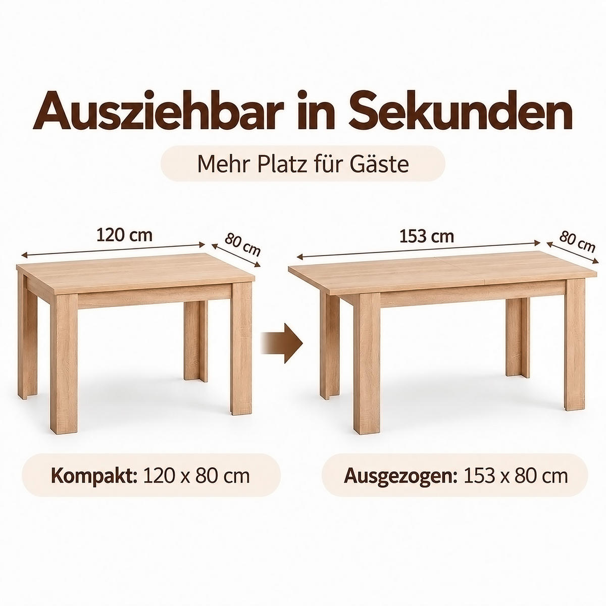 TISCHGRUPPE 120/80 cm Natur mit 4 Stühlen schwarz - Schwarz/Naturfarben, Holz/Kunststoff (80/80/120cm) - Homestyle4u