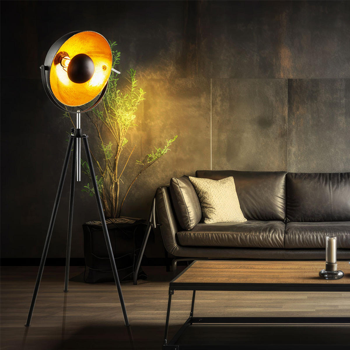 LED STEHLEUCHTE Metall Schwarz Gold - Schwarz, Metall (69/69/179cm) - Globo Lighting