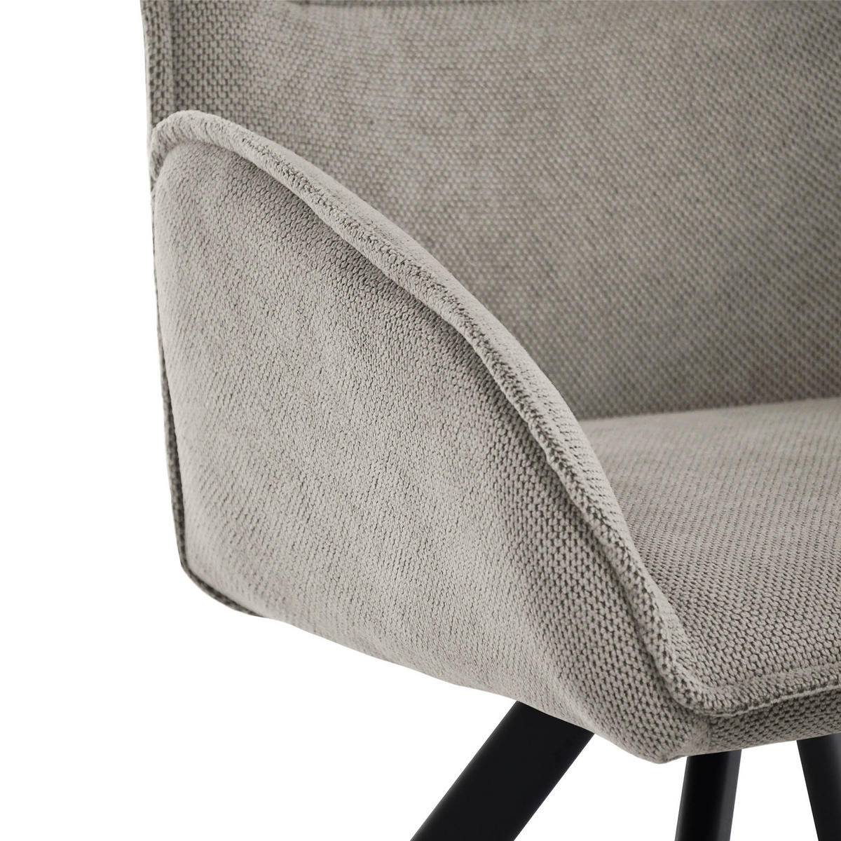 DREHSTUHL Zerra im Geflechtstoff mit Metallbeinen, Beige - Beige/Schwarz, Metall (55/87/46cm) - Beautysofa