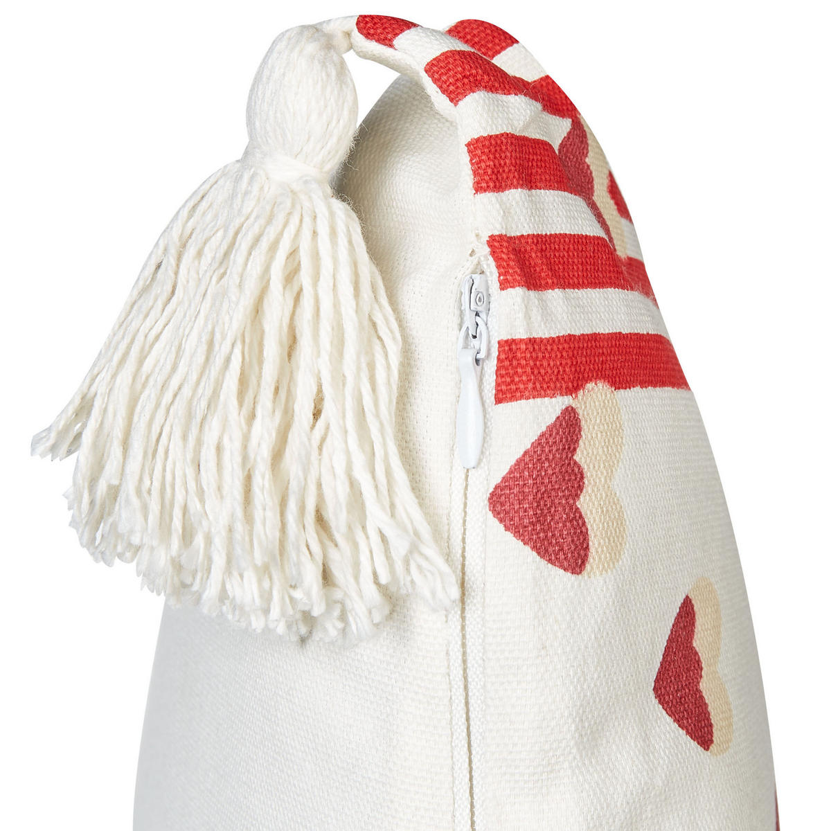 DEKOKISSEN 2er-Set Weiß 45/45 cm Banksia - Rot/Weiß, Textil (45/45cm) - Beliani