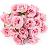 KUNSTBLUMEN Rosenköpfe 50er Set Rosa 4 cm - Rosa, Textil (4cm)