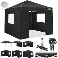 FALTPAVILLON 3x3m Wasserdicht UV-Schutz 50+ Schwarz - Schwarz, Textil (300/300/600cm)