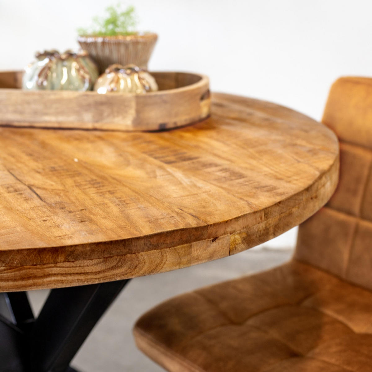 ESSTISCH rund aus mangoholz 130cm, natürlich - Braun, Holz (130/130/78cm) - Giga Meubel