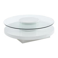COUCHTISCH - Glas Hochglanz - Weiß - RYHALI - Transparent, Holz (100/100/33cm) - Vente-Unique
