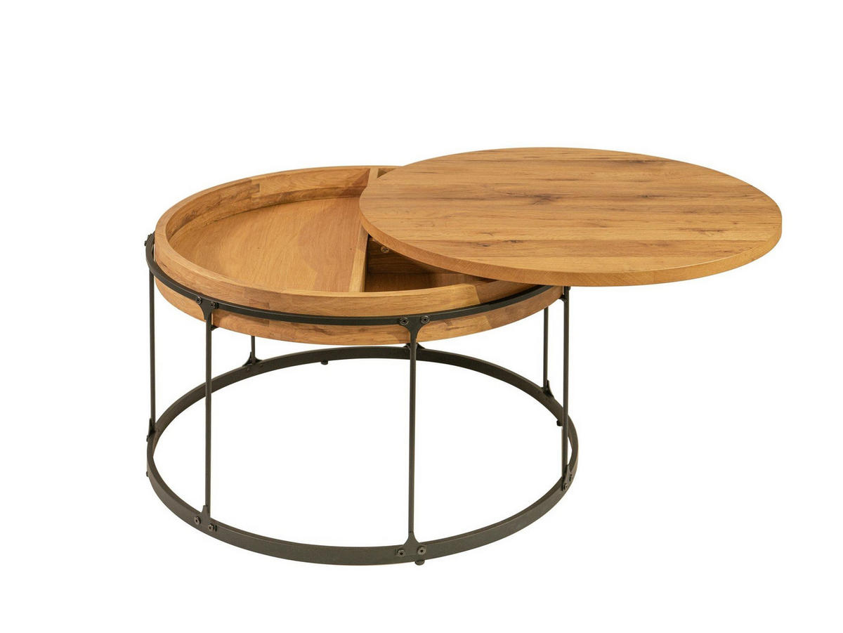 COUCHTISCH Chanah 70x70x48 Tischplatte ausdrehbar Schwarz/Wildeiche - Wildeiche/Schwarz, Holz (70/70/48cm) - 58aufmkessel