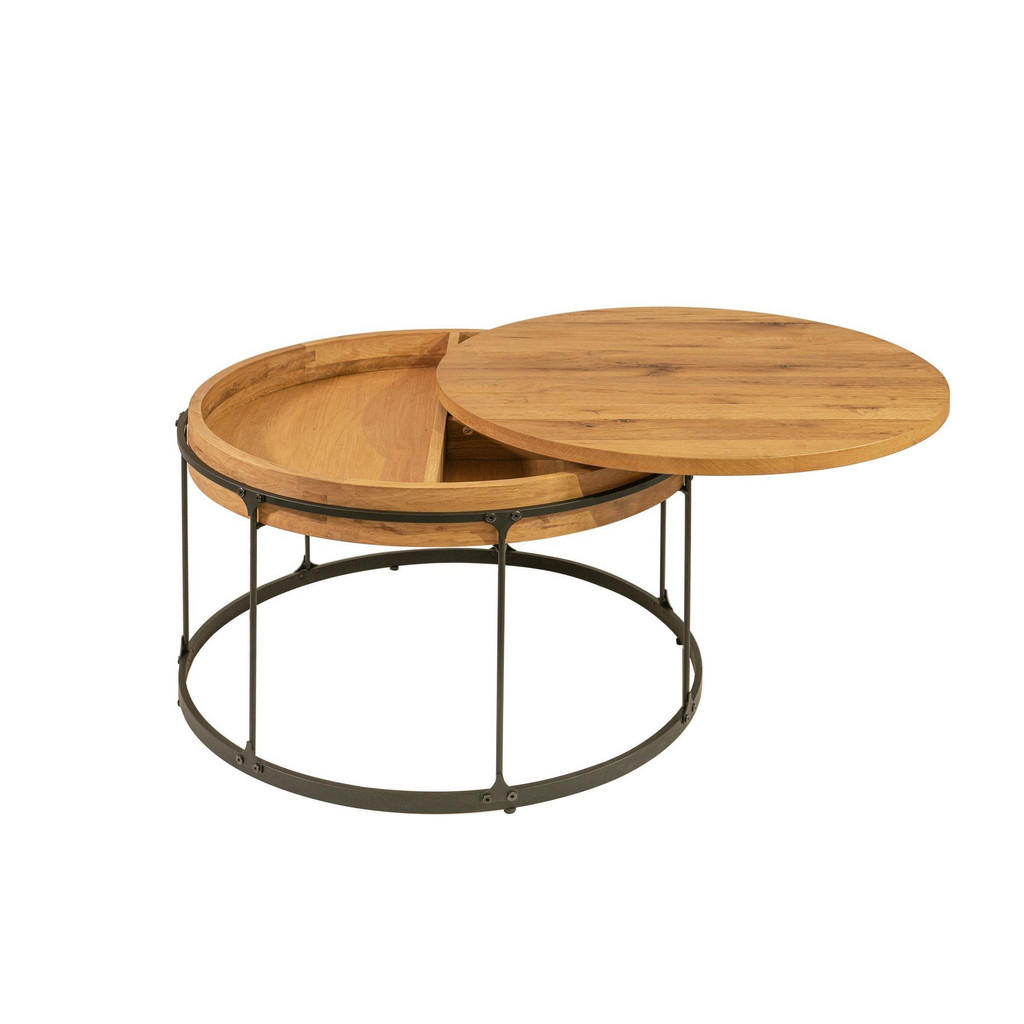 Thumbnail - 58aufmkessel Couchtisch, Schwarz, Wildeiche, Holz, Rund, 70x48x70 cm, Wohnzimmer, Wohnzimmertische, Couchtische