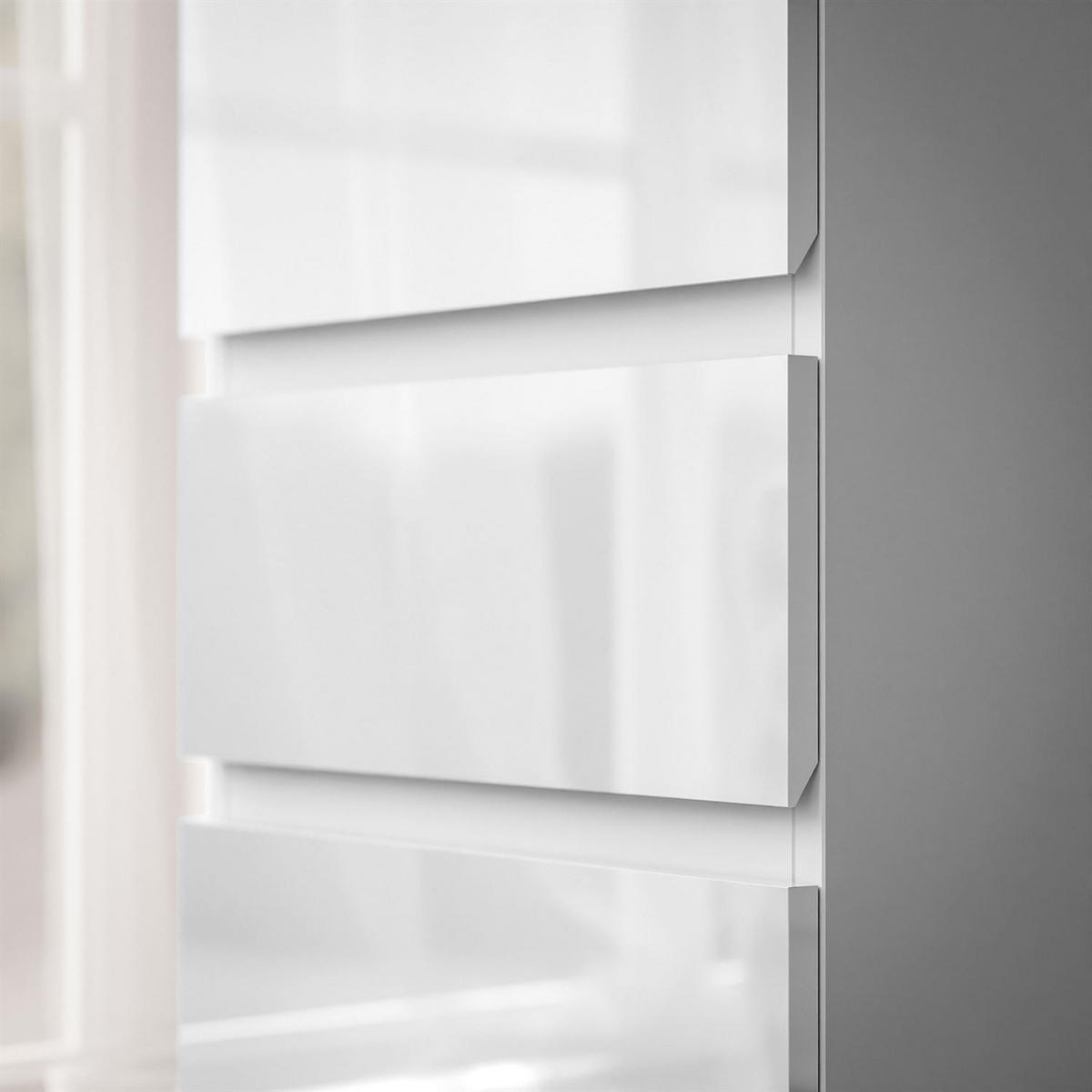 SCHMINKTISCH AURORA DOUBLE SILVER, weiß glänzend - Silberfarben/Weiß, Holzwerkstoff (156.8/79.2/55cm) - Lookway