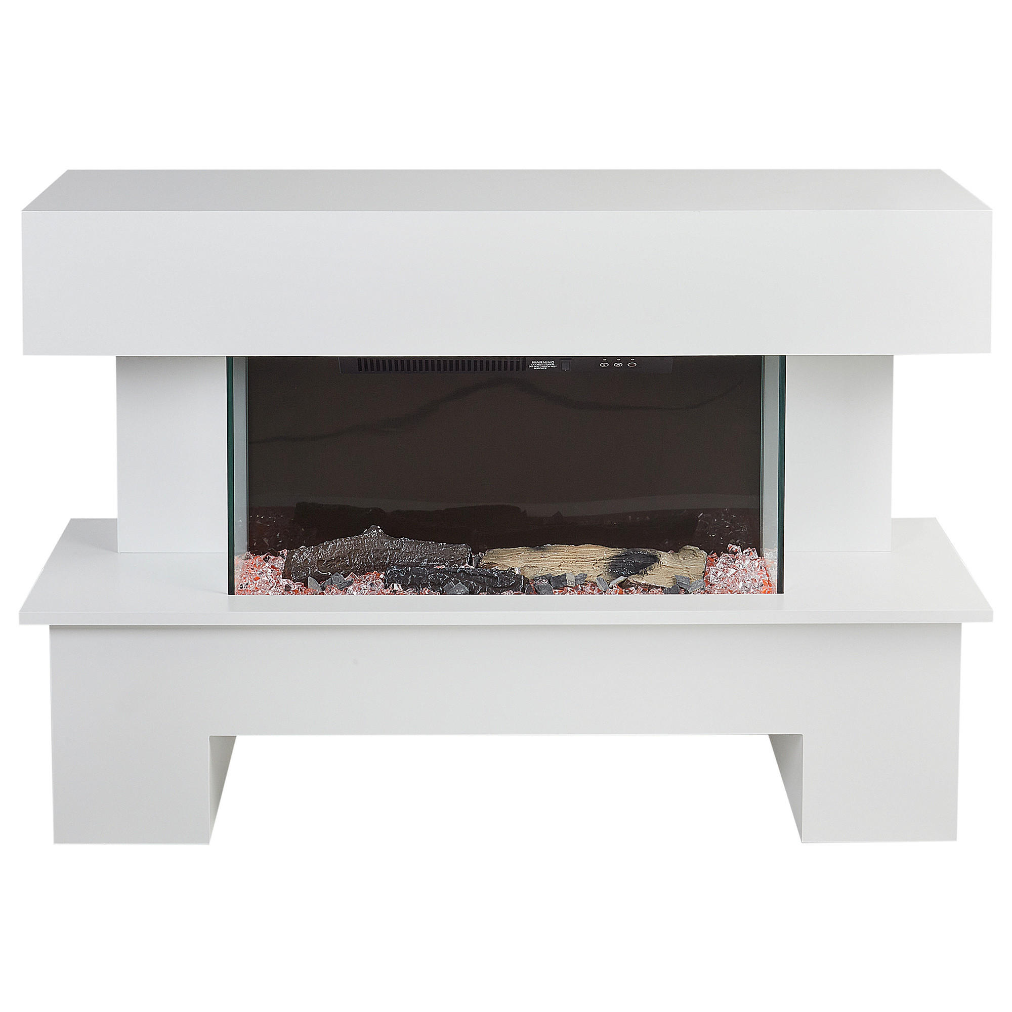 ELEKTROKAMIN Weiß Kalahari - Schwarz/Weiß, Holzwerkstoff (110/73/34cm) - Beliani