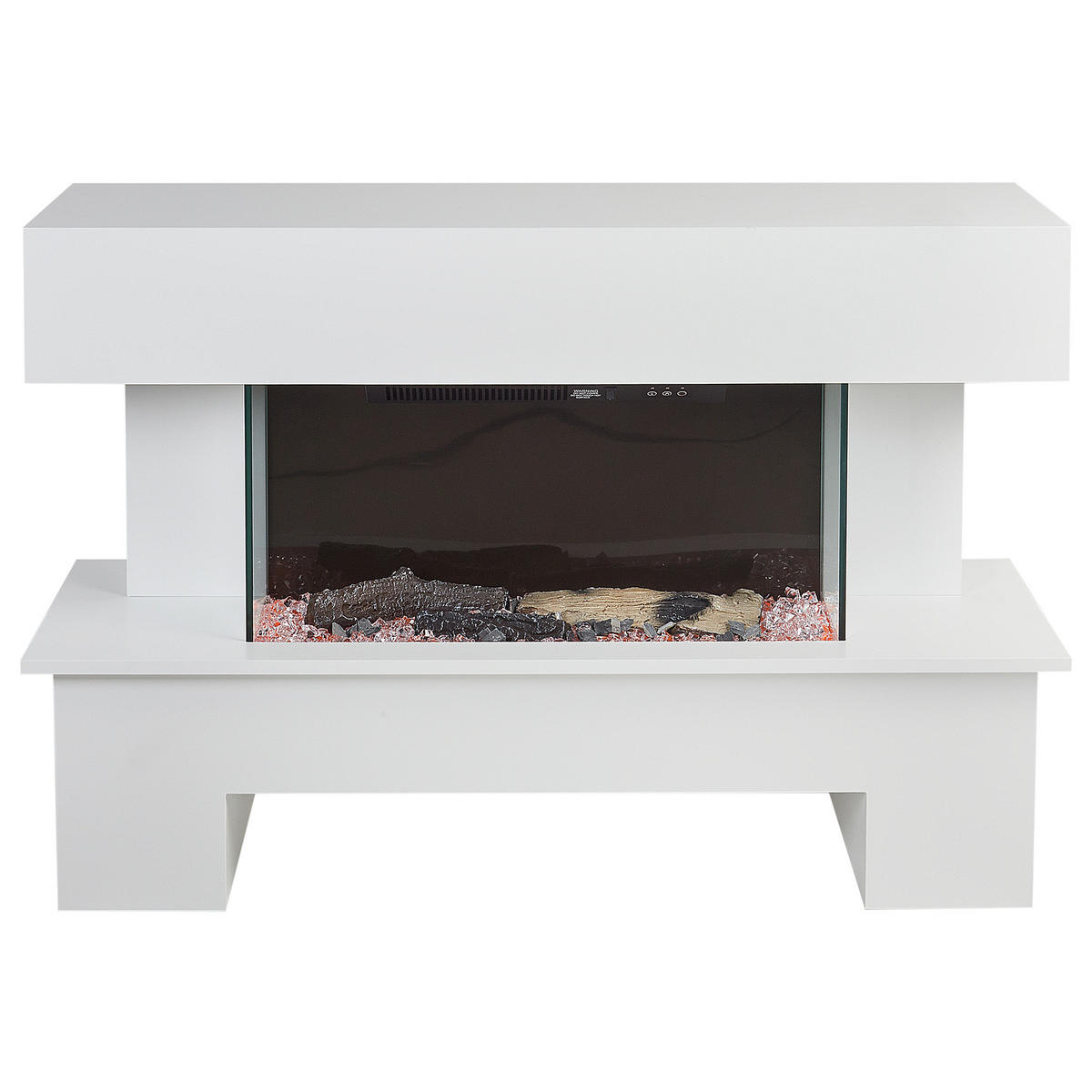 ELEKTROKAMIN Weiß Kalahari - Schwarz/Weiß, Holzwerkstoff (110/73/34cm) - Beliani