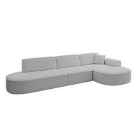ECKSOFA Ottomane Rechts MARI-L2 - 317x163x73,5 cm Hellgrau Bouclé - Hellgrau/Schwarz, Holzwerkstoff/Kunststoff (317/163cm) - ALTDECOR