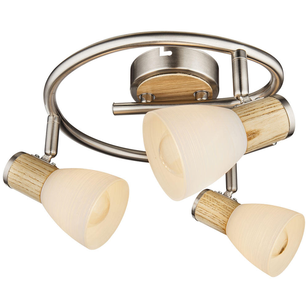 LED DECKENLEUCHTE Metall Silber Holzoptik - Silberfarben, Holz (25/25/15.5cm) - Globo Lighting