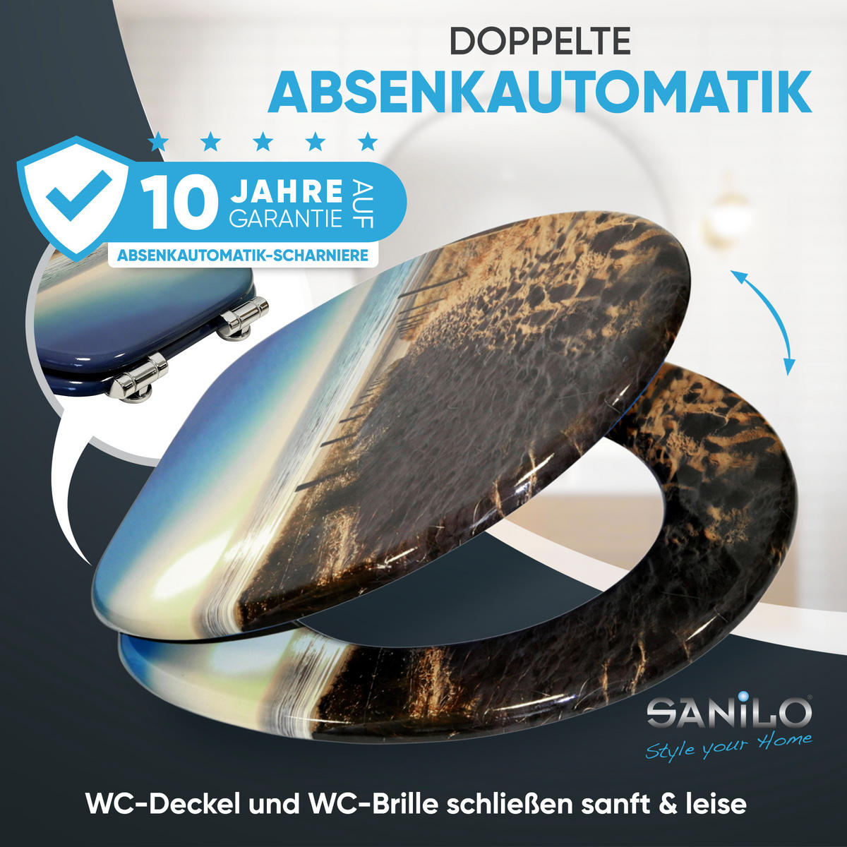 WC-SITZ mit Absenkautomatik Düne - Braun, Holzwerkstoff (38/6/47cm) - Sanilo