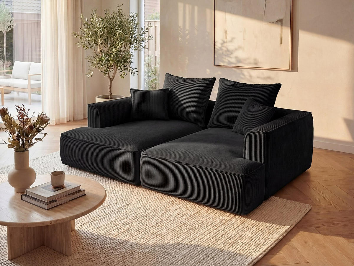 SOFA - 3 Personen - samt - schwarz Pineta - Schwarz, Textil (230/67/180cm) - Vente-Unique