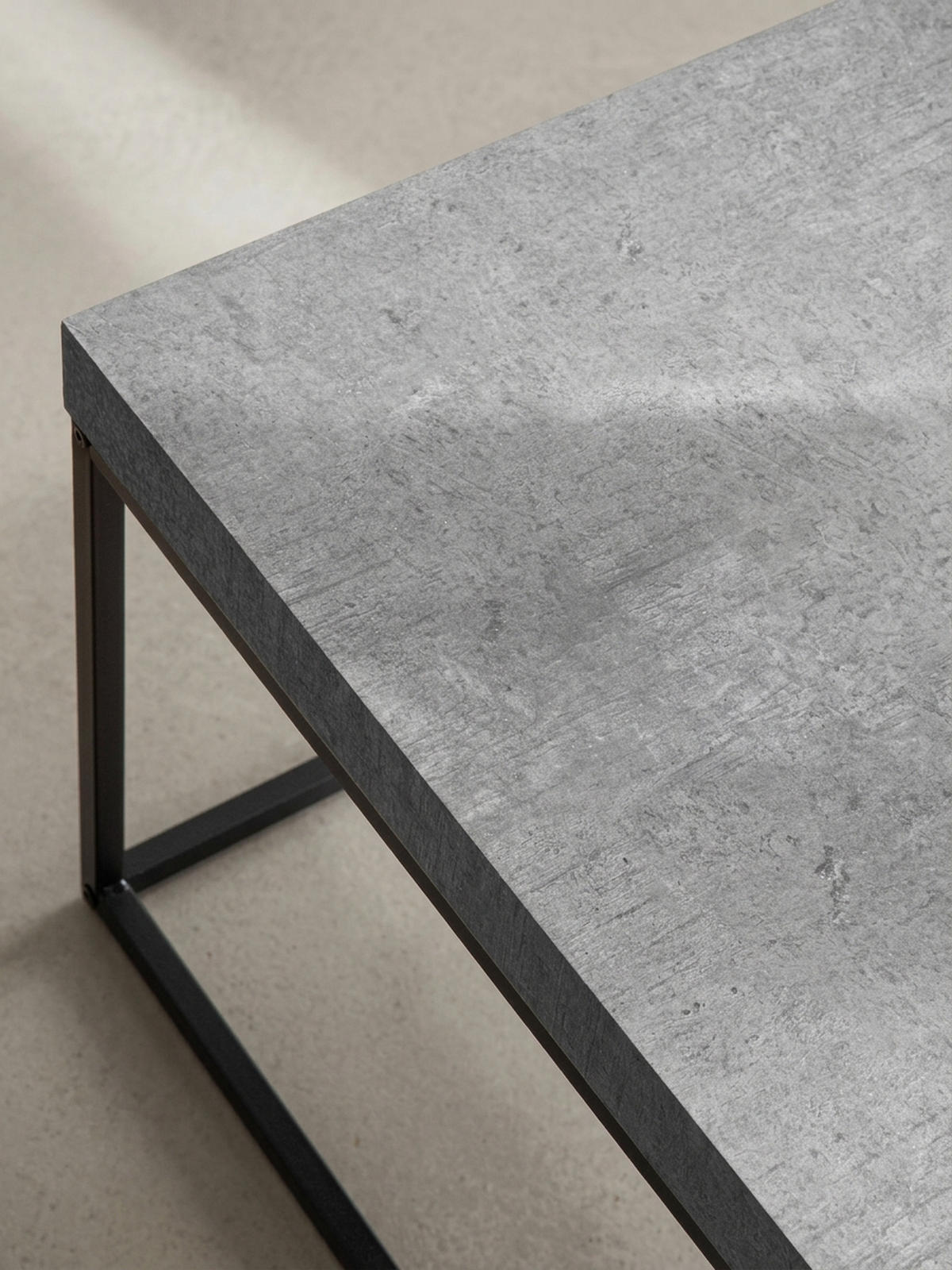 COUCHTISCH in Stein-Optik mit Metallbeinen, Modernes Design, Rechteckig, Groß, Grau 120x60x38 cm - Schwarz/Grau, Holzwerkstoff/Metall (60/120/38cm) - KADIMA DESIGN