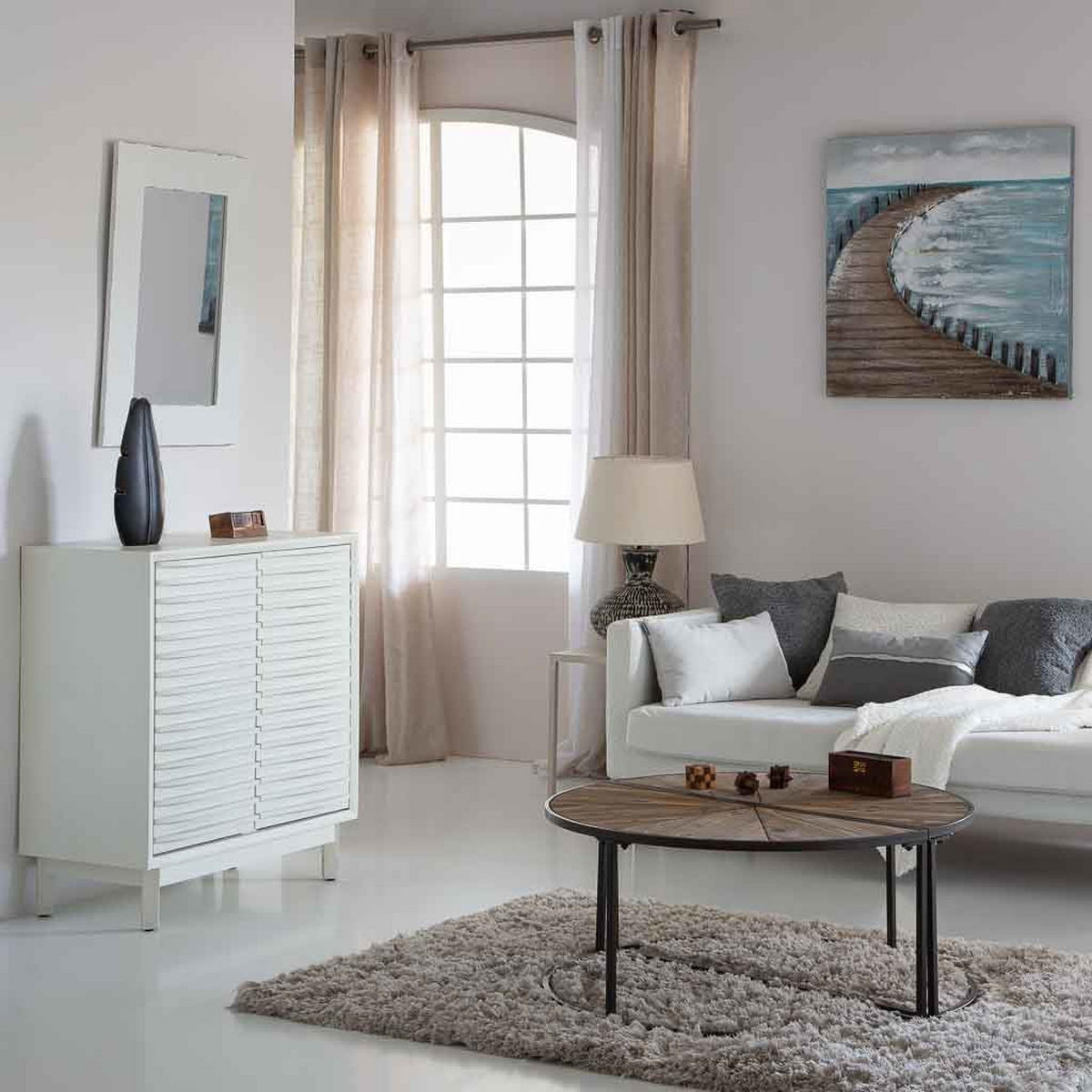 ANRICHTE aus Holz mit 2 Türiges 85x40x91 cm - Weiß, Holz (85/90/40cm) - Wanderlust