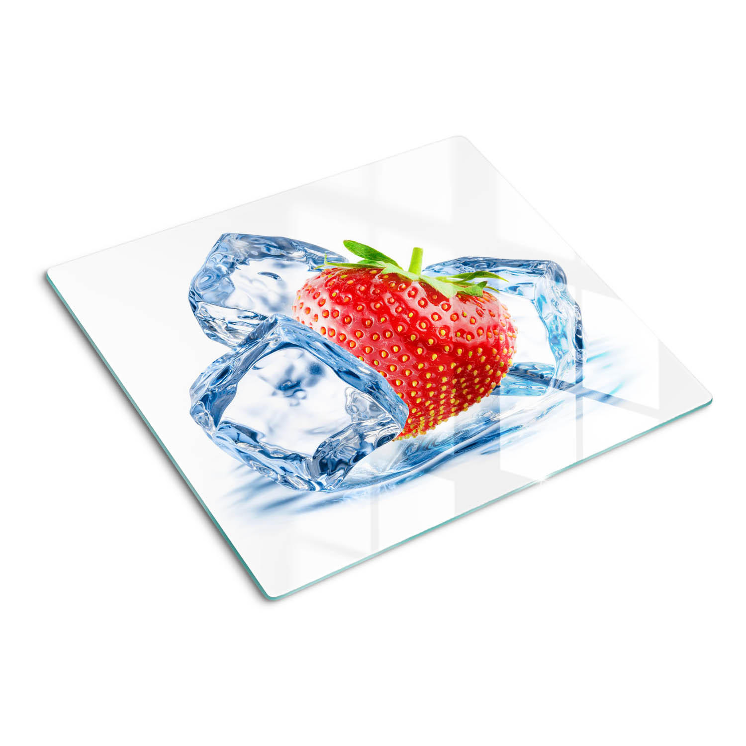 GLASPLATTE 60x52 cm Erdbeere mit Eis - Rot, Glas (60/0.4/52cm) - TULUP