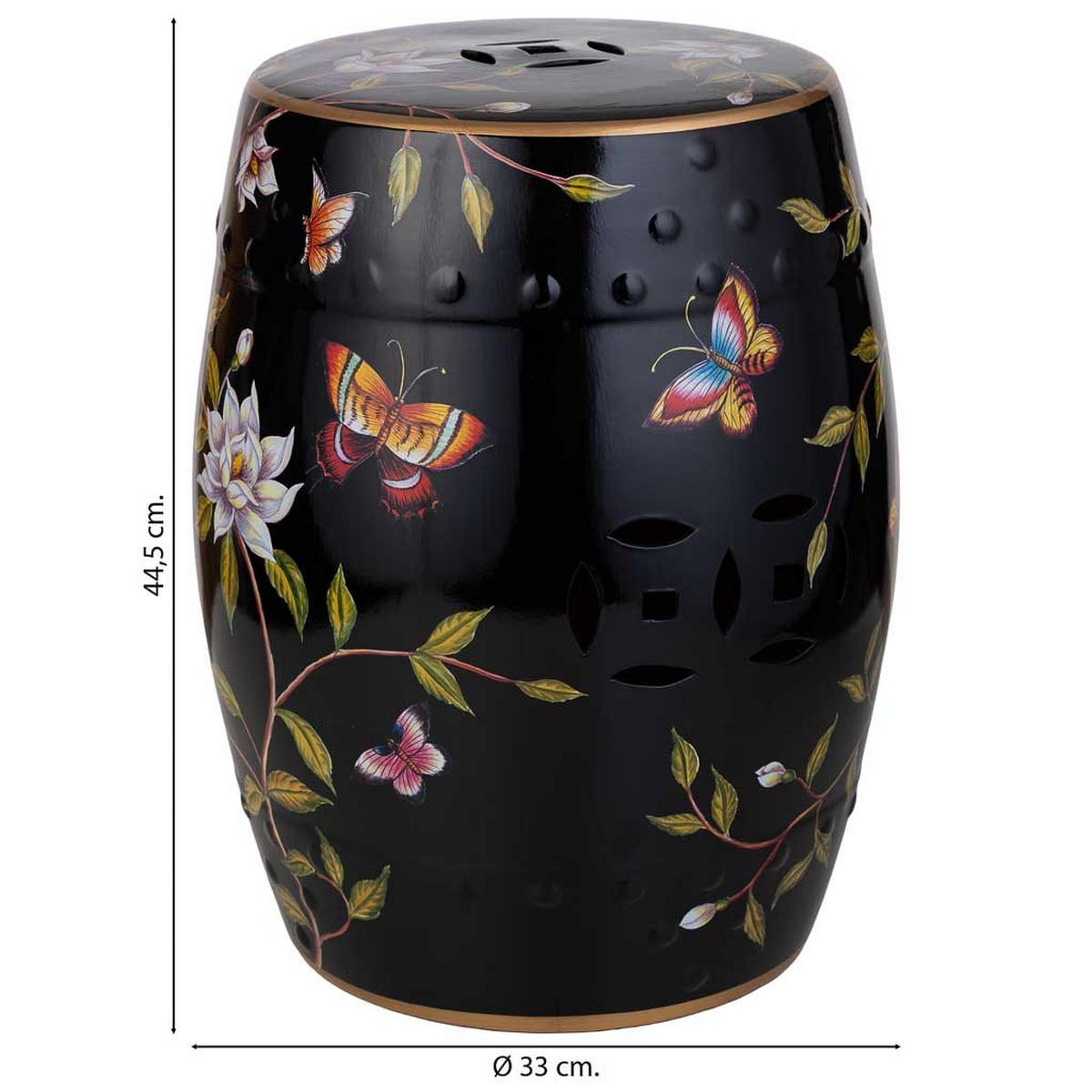 HOCKER, schwarz, 33x45cm - Schwarz, Keramik (33/44.5/33cm) - Wanderlust