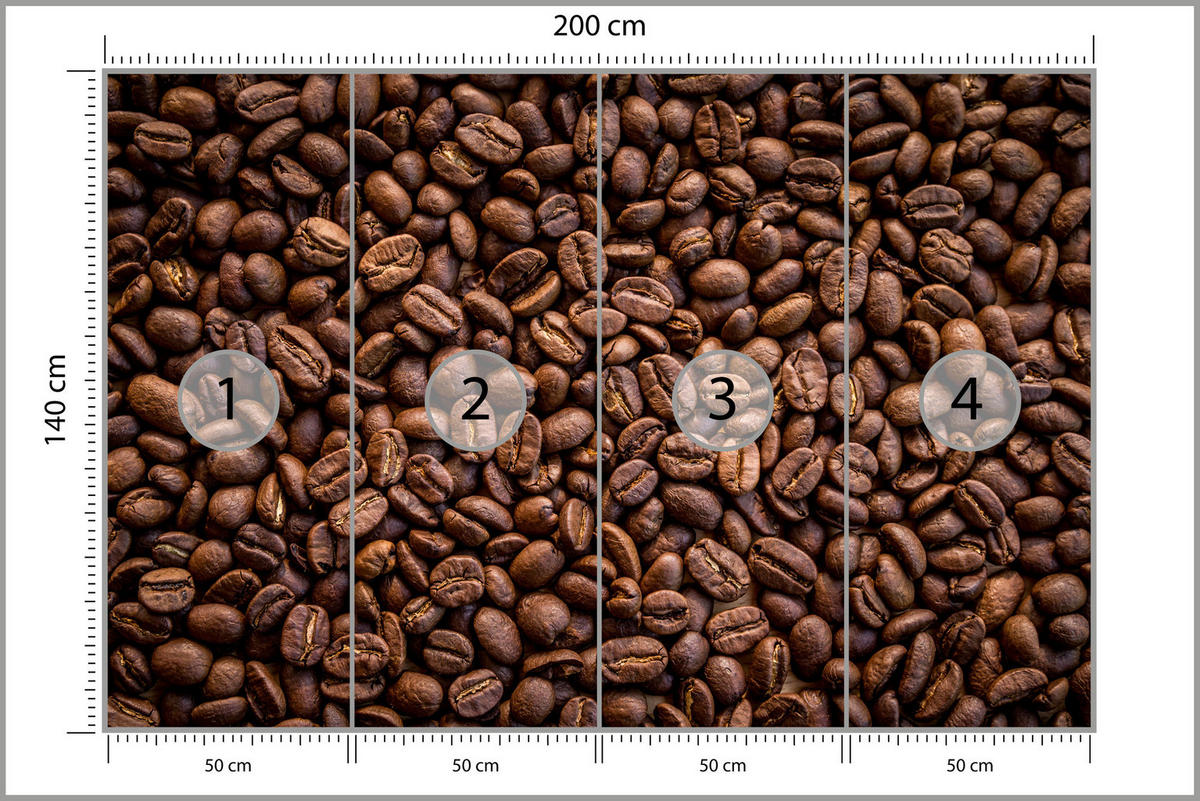FOTOTAPETE für Esszimmer Kaffee Kaffeebohnen 3D 200x140 - Braun, Papier (200/140cm) - Muralo
