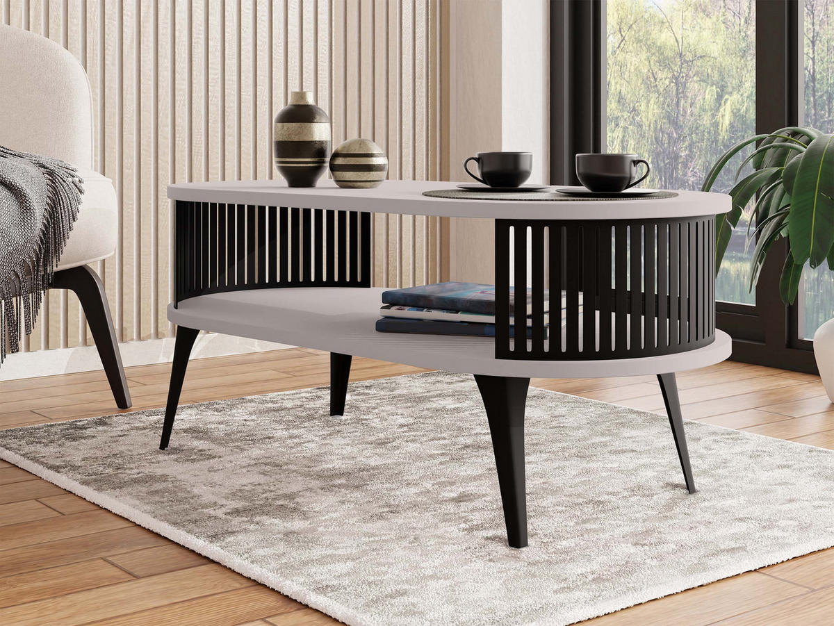 COUCHSITCH Roenni Oval - Kaschmir/Schwarz, Holzwerkstoff/Metall (100/50/44cm) - MIRJAN24