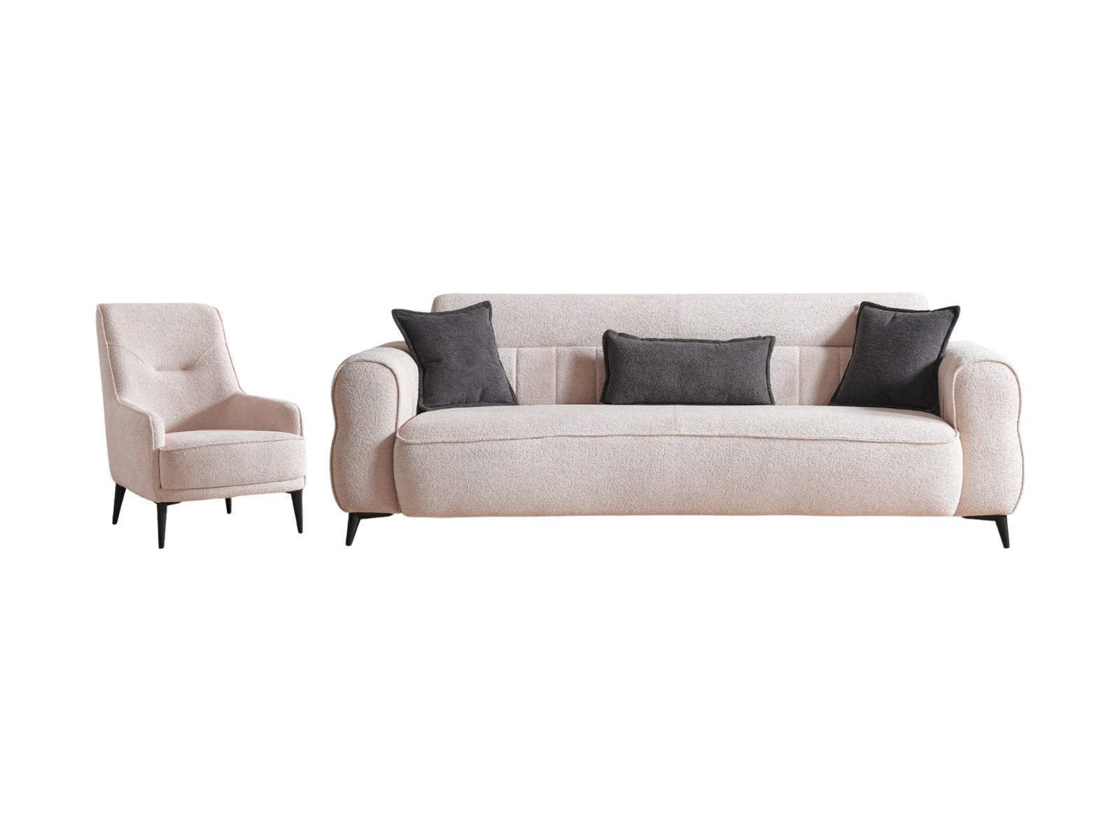 SITZGARNITUR Merida, Beige Stellvariante 2+1 - Beige, Holzwerkstoff/Kunststoff (184/87/108cm)