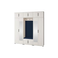 GARDEROBE Napoli version 12 mit Spiegel, mit POLSTERPANEELEN BLAU - Blau/Beige, Holzwerkstoff (210/225/40cm) - Jerpax