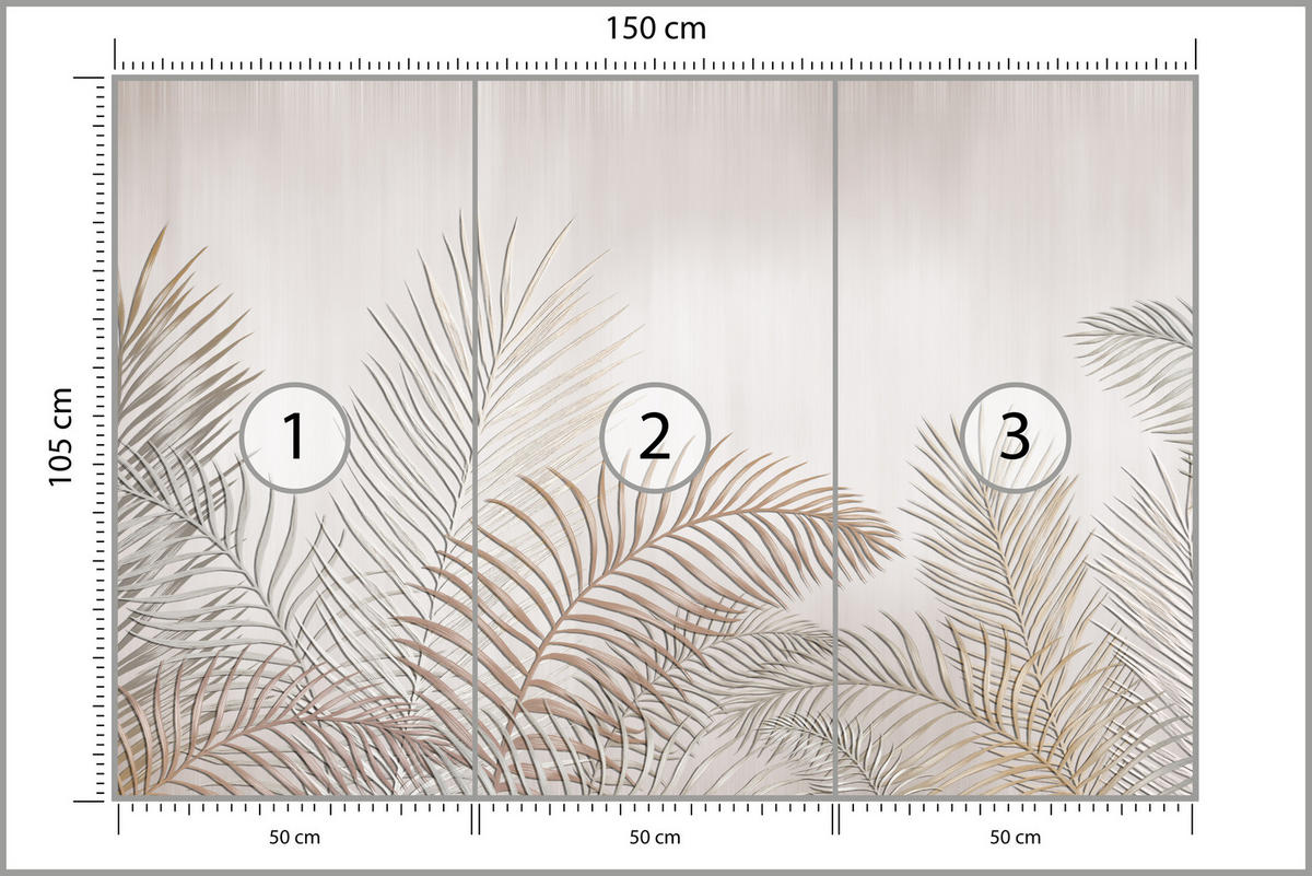 FOTOTAPETE für Schlafzimmer Beige Palmenblätter Delikat 150x105 - Beige/Braun, Papier (150/105cm) - Muralo
