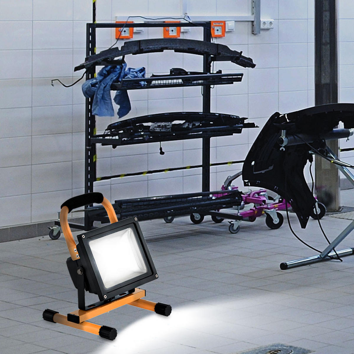 LED BAUSTRAHLER Schwarz Gelb schwenkbar 2er Set - Schwarz, Glas (22.5/10/28cm)