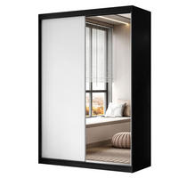 KLEIDERSCHRANK CAMARO II 150 cm mit Spiegel Schiebetürenschrank Schwarz / Weiß - Schwarz/Weiß, Holzwerkstoff (150/215/59cm) - Lookway
