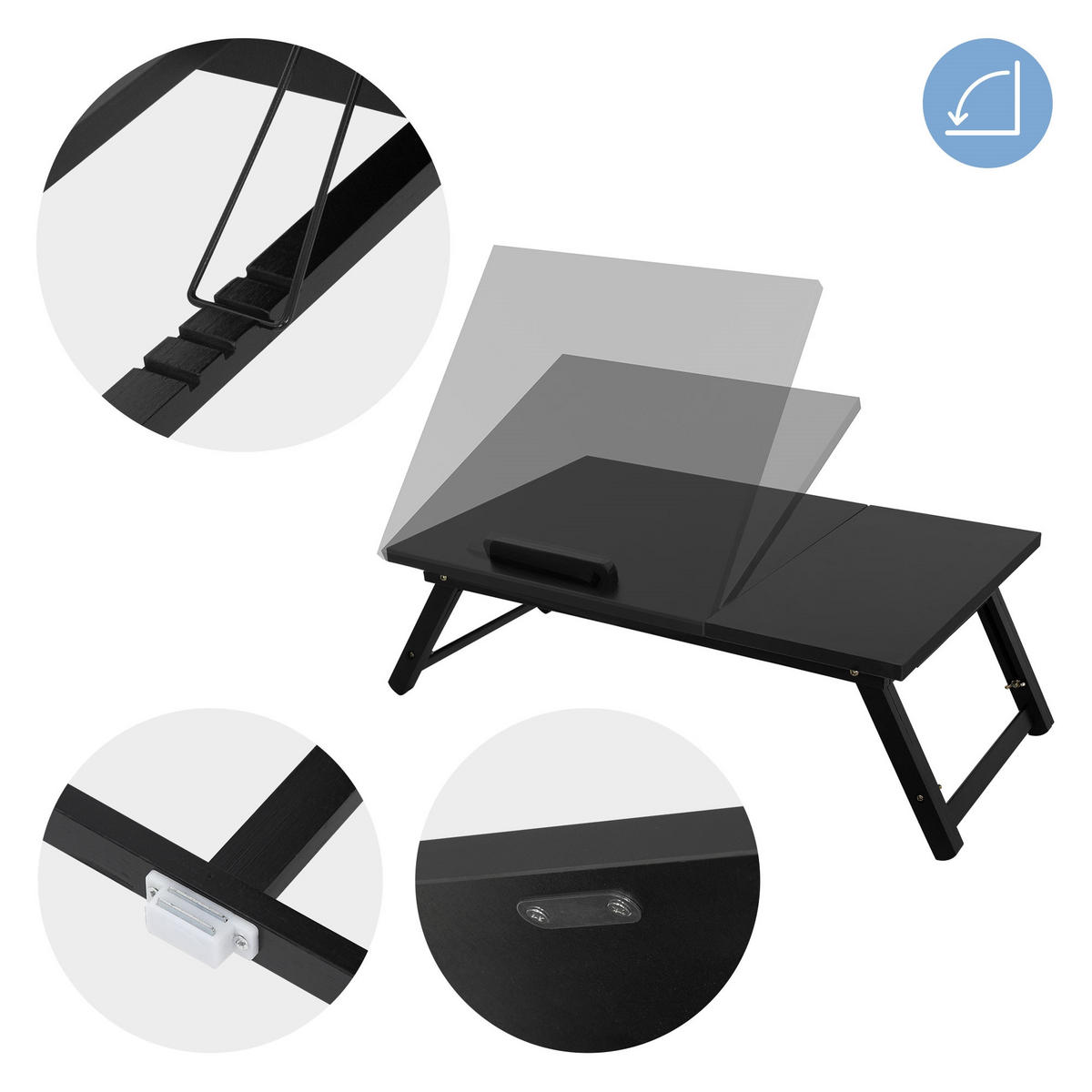 LAPTOPTISCH - Schwarz, Holzwerkstoff (74/34.5/26.5cm) - ML-DESIGN