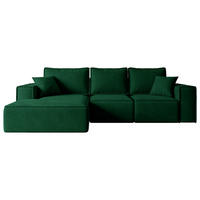 ECKSOFA mit Schlaffunktion und Bettkasten SERRA-L-S - 266x161x87 cm Grün Velours - Schwarz/Grün, Holzwerkstoff/Kunststoff (266/161cm) - ALTDECOR