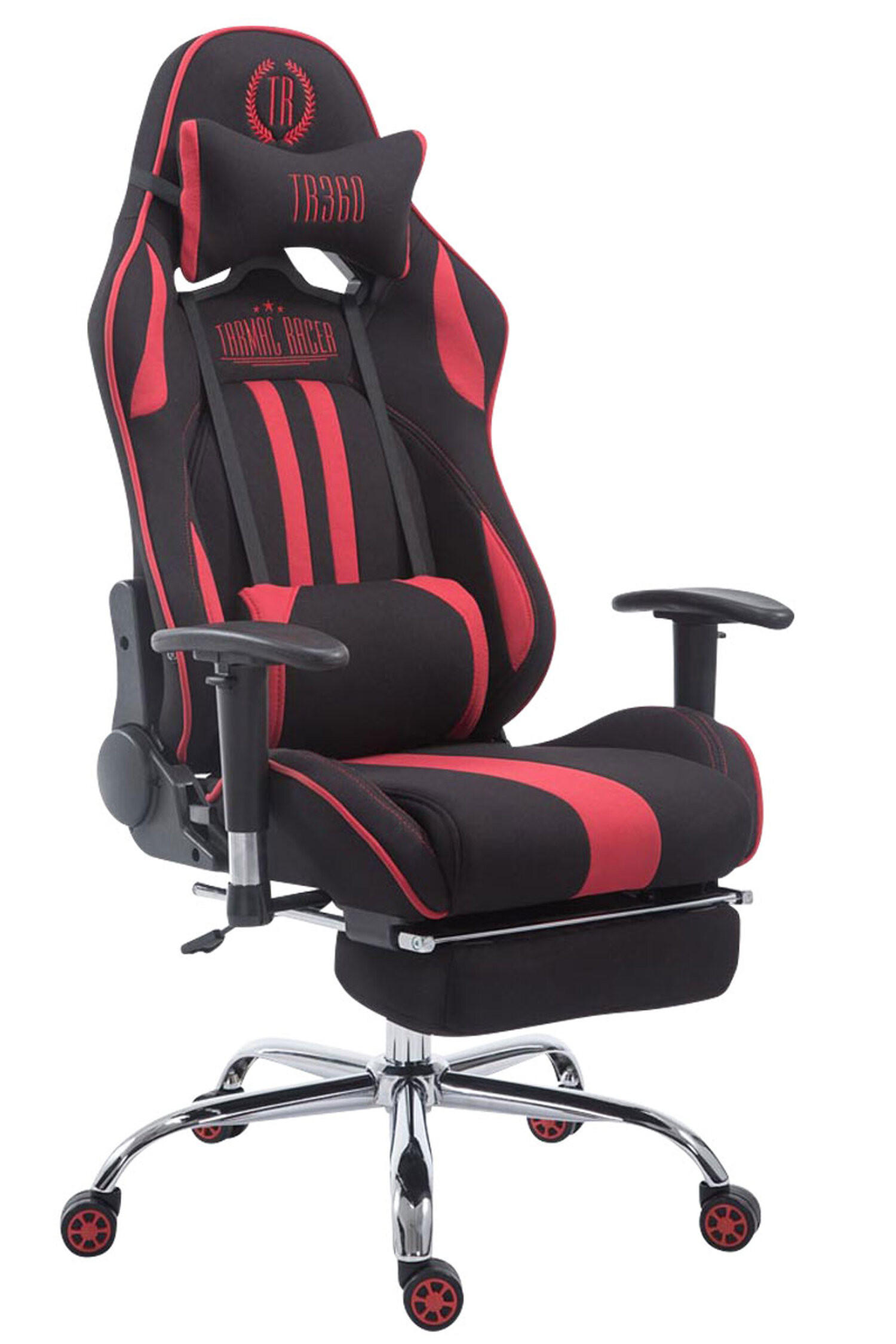 GAMINGSTUHL Limitless-2, Stoff mit Fußablage Schwarz/Rot - Rot, Textil/Metall (70/135/58cm) - TPFLiving