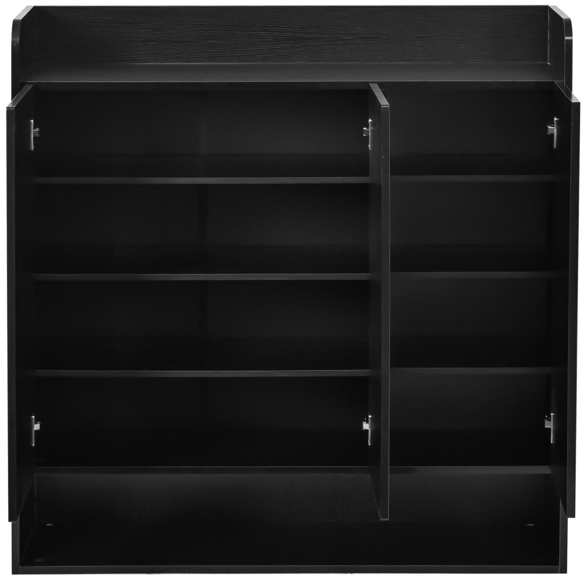 SCHUHSCHRANK 110/35,5/110 cm in Schwarz mit 3 Türen und Ganzkörperspiegel - Schwarz, Holzwerkstoff (110/110/35.5cm) - BEAOK