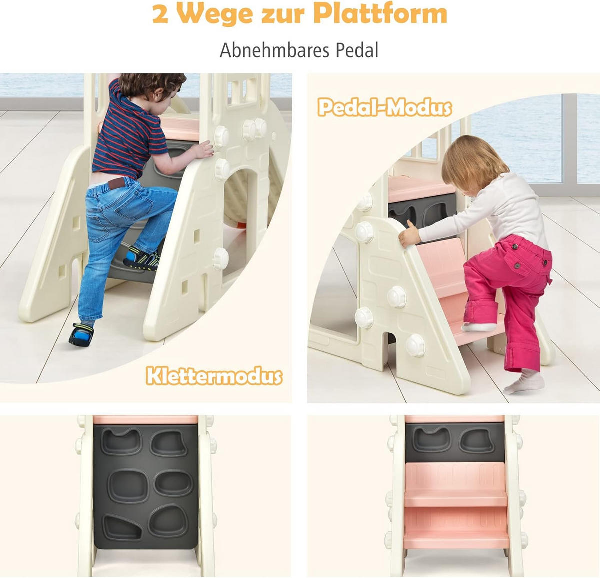 SPIELPLATZ 6 in 1 Kinder Pink - Pink, Kunststoff (83/98/190cm) - COSTWAY