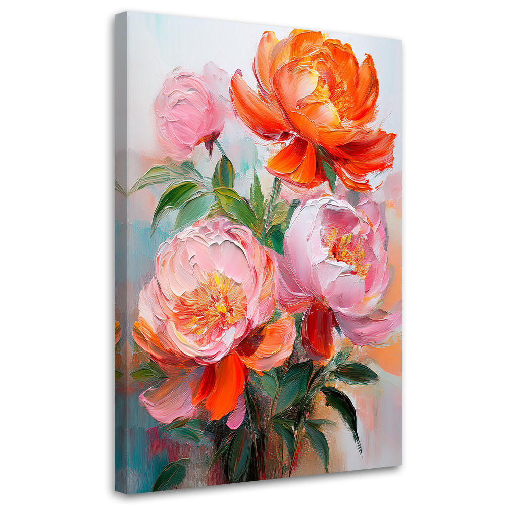 WANDBILD pfingstrosen blumen rosa natur - Pink, Textil (80/120cm) - Feeby