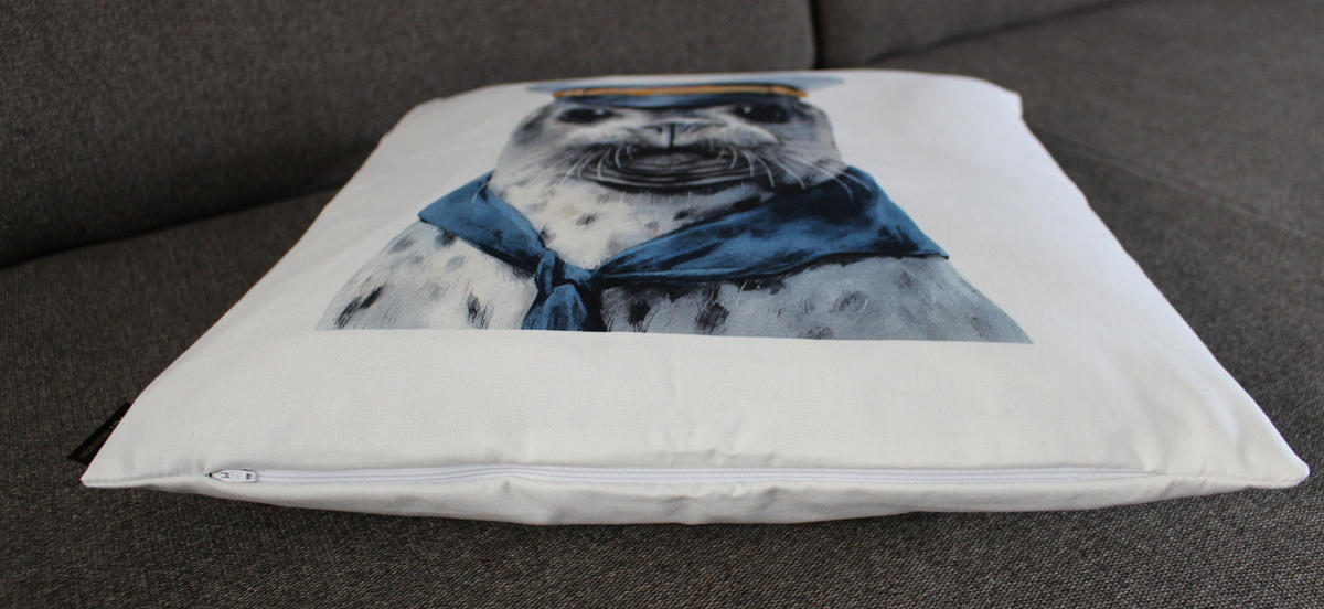 KISSENHÜLLE SEEHUND - Weiß, Textil (50/50cm) - Yve! decoration