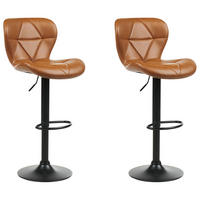 BARHOCKER 2er-Set Kunstleder goldbraun/schwarz höhenverstellbar Valetta - Schwarz/Braun, Kunststoff (46/89/51cm) - Beliani