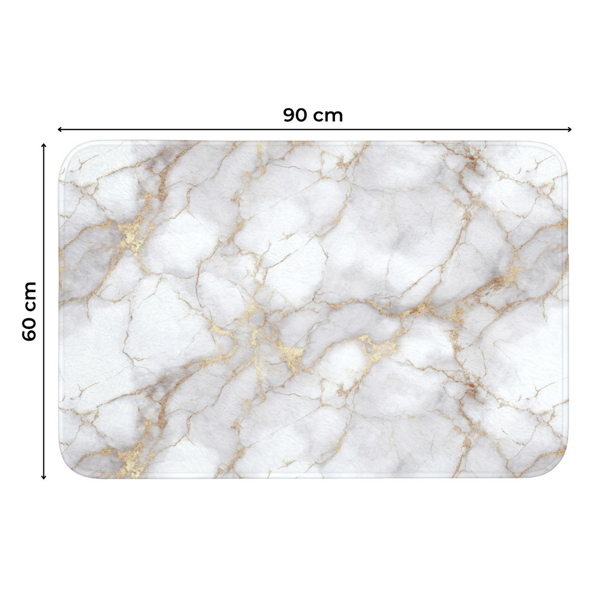 WC-VORLEGER Weiß - Gold - Marmor - Grau Toilettenteppich 90x60 cm - Weiß, Kunststoff/Textil (90/1cm) - OnlyWow