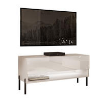 LOWBOARD RTV Schrank CALANTE 90 cm auf geraden schwarzen Beinen - Beige/Schwarz, Holzwerkstoff/Metall (90/44/35cm) - Lookway