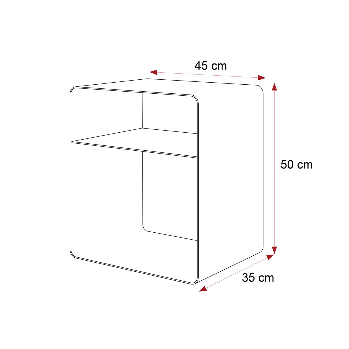 NACHTSCHRANK LANA 45/35/50 cm Weiß - Weiß, Metall (45/50/35cm) - Idohome