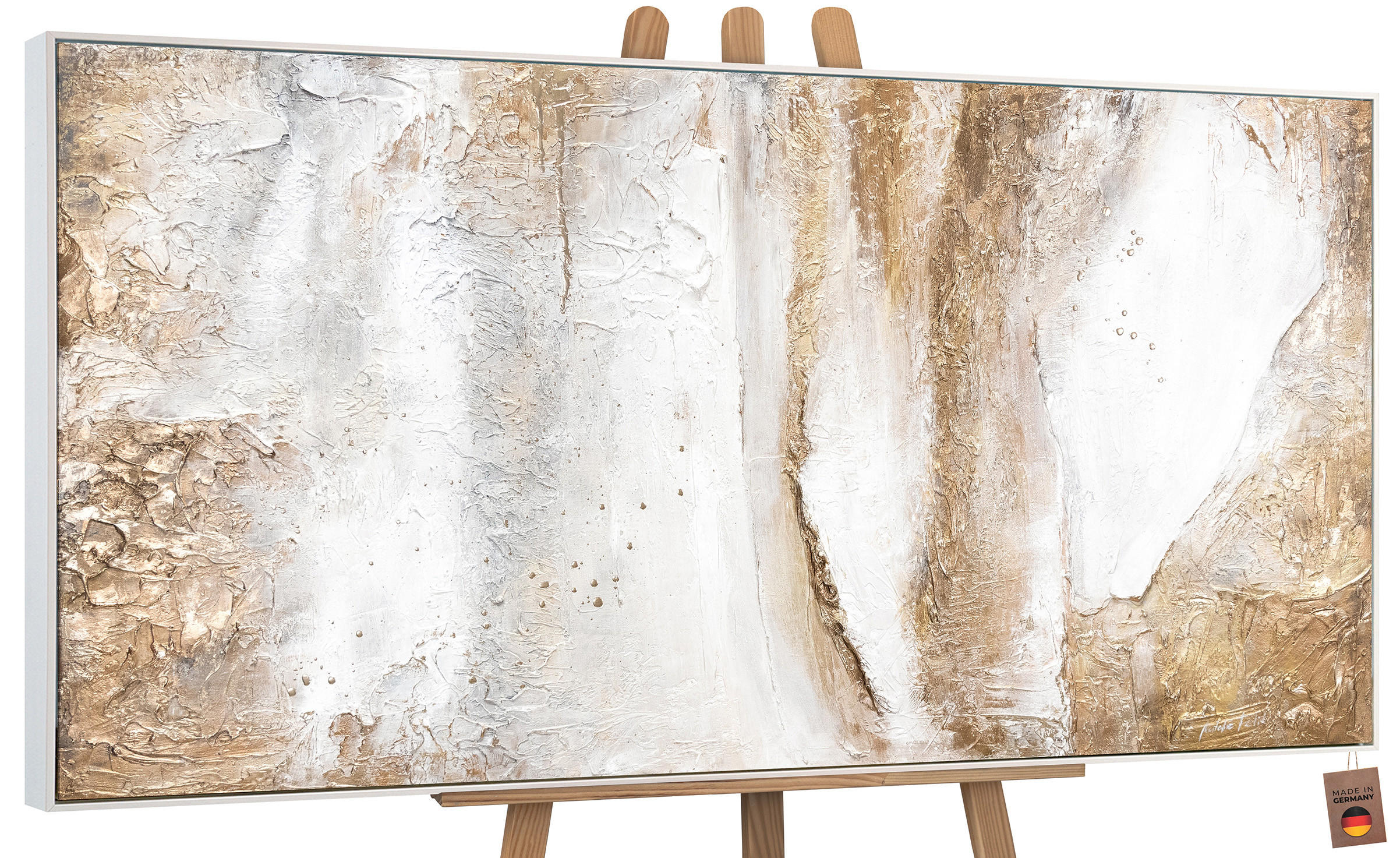 GEMÄLDE Ästhetik Schattenfugenrahmen Weiß 200x100 cm - Weiß, Holz (200/100cm) - YS-art gallery