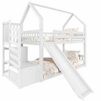 ETAGENBETT 90/200 mit Stauraumtreppe und Rutsche in Weiß - Weiß, Holz (90/200cm) - EVRYAE